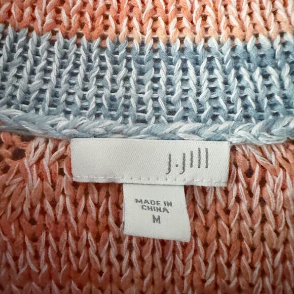 J. Jill Blue Blue/Pink Striped Pullover Cotton Linen Sweater women’s size medium - Picture 3 of 10